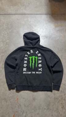 Monster Energy Unleash The Beast Y2K Full Zip Black Hoodie